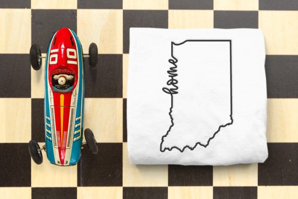 Evaluating Indiana Home State Outline Embroidery